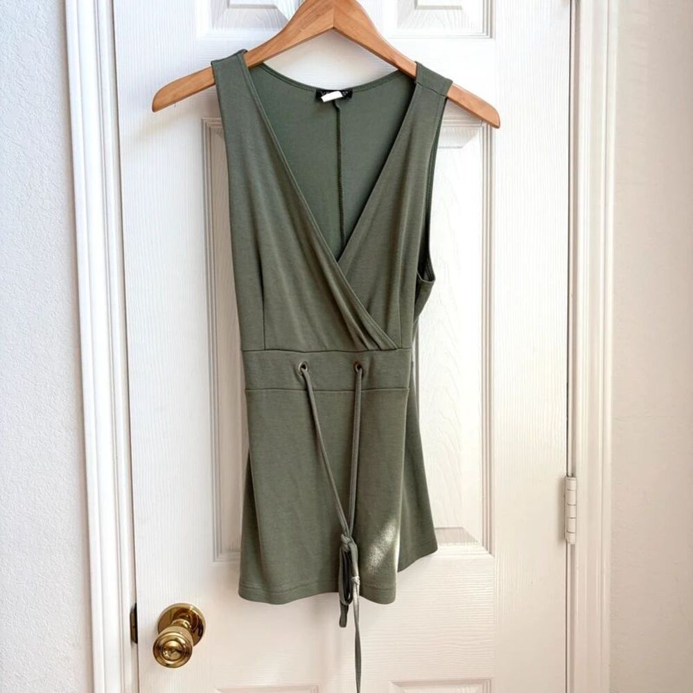 y2k fairycore whimsy vintage Venus olive green wrap grommet top